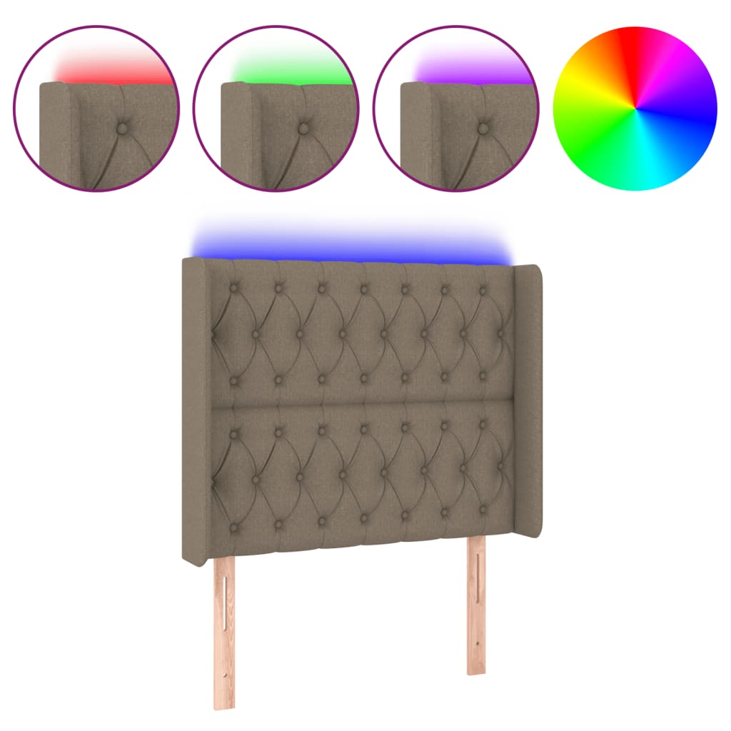 Hoofdbord Led Stof 103 x 16 x 118/128 cm Taupe