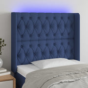 Hoofdbord 103x16x118/128 cm stof blauw LED