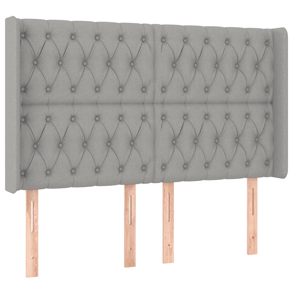 Hoofdbord Led Stof 147 x 16 x 118/128 cm Lichtgrijs