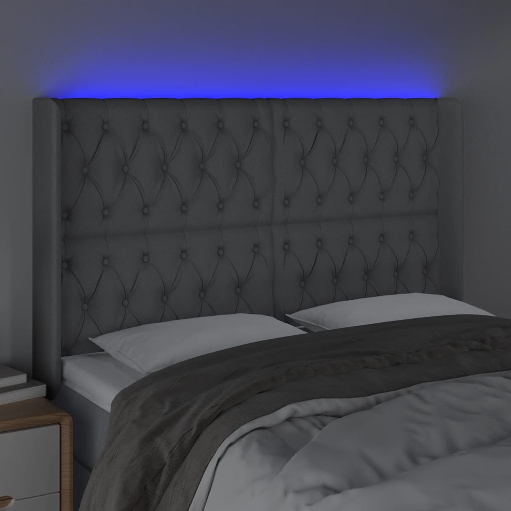 Hoofdbord Led Stof 147 x 16 x 118/128 cm Lichtgrijs
