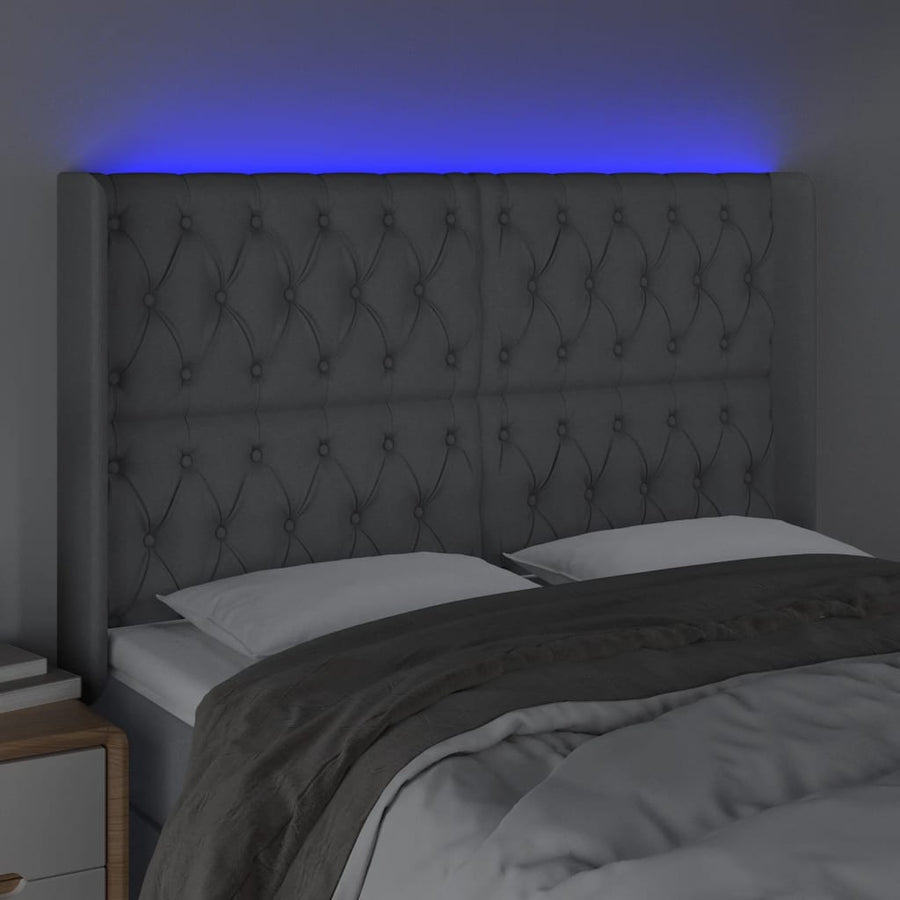Hoofdbord Led Stof 147 x 16 x 118/128 cm Lichtgrijs