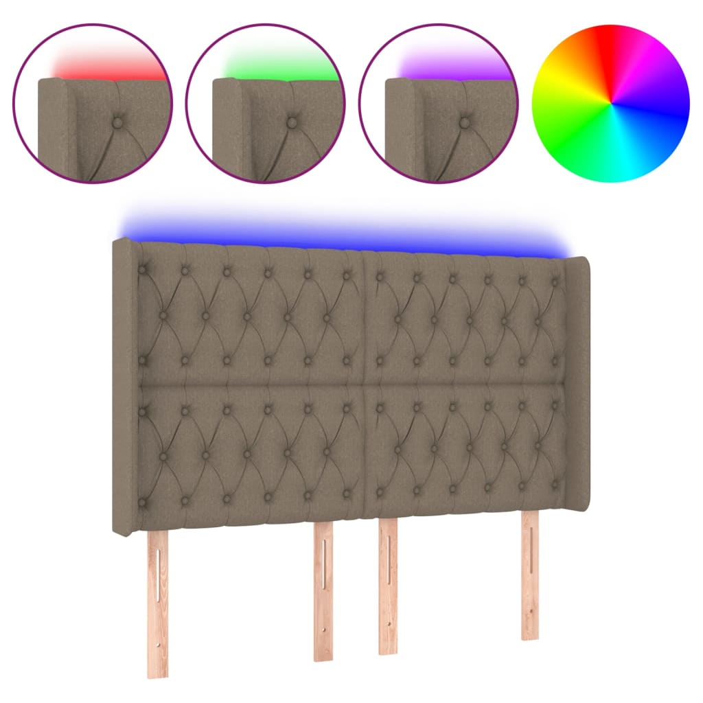 Hoofdbord Led Stof 147 x 16 x 118/128 cm Taupe