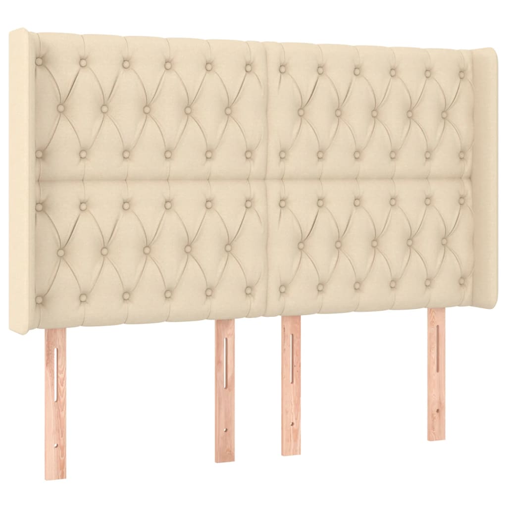 Hoofdbord Led Stof Kleurig 147 x 16 x 118/128 cm Crème