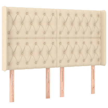 Hoofdbord Led Stof Kleurig 147 x 16 x 118/128 cm Crème