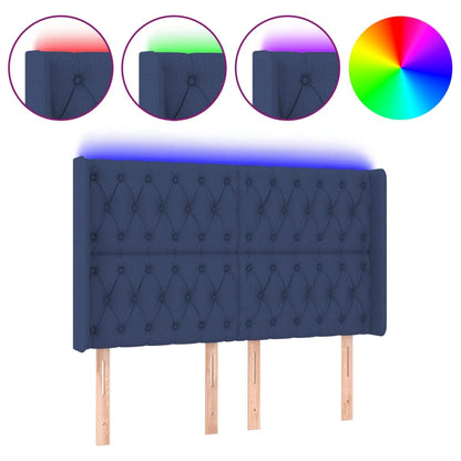Hoofdbord Led Stof 147 x 16 x 118/128 cm Blauw