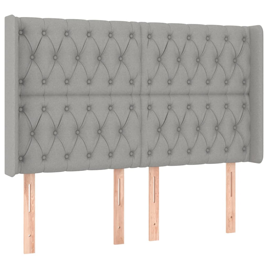Hoofdbord Led Stof 163 x 16 x 118/128 cm Lichtgrijs