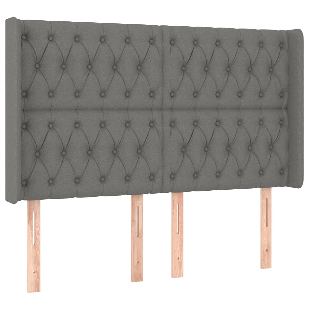 Hoofdbord Led Stof 163 x 16 x 118/128 cm Donkergrijs