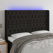 Hoofdbord 163x16x118/128 cm stof zwart met LED