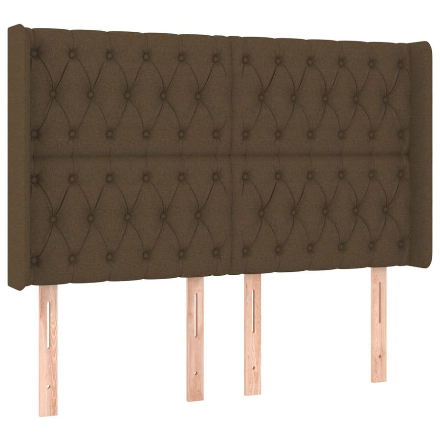 Hoofdbord Led Stof 163 x 16 x 118/128 cm Donkerbruin