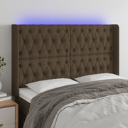 Hoofdbord 163x16x118/128 cm stof donkerbruin LED