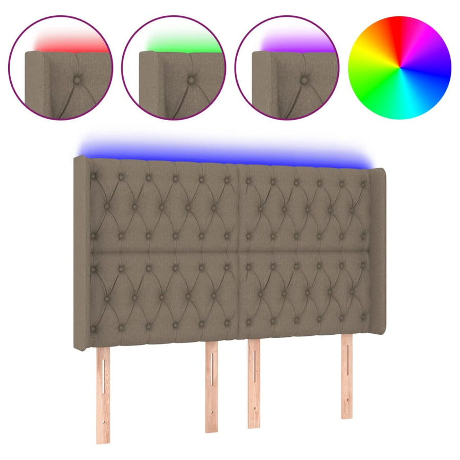 Hoofdbord Led Stof 163 x 16 x 118/128 cm Taupe