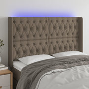Hoofdbord 163x16x118/128 cm stof taupe LED