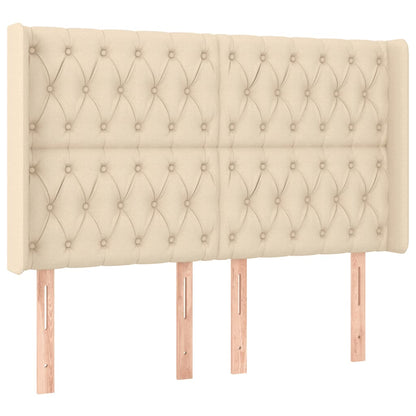 Hoofdbord Led Stof Kleurig 163 x 16 x 118/128 cm Crème