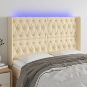 Hoofdbord 163x16x118/128 cm stof crèmekleurig LED