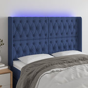 Hoofdbord 163x16x118/128 cm stof blauw LED