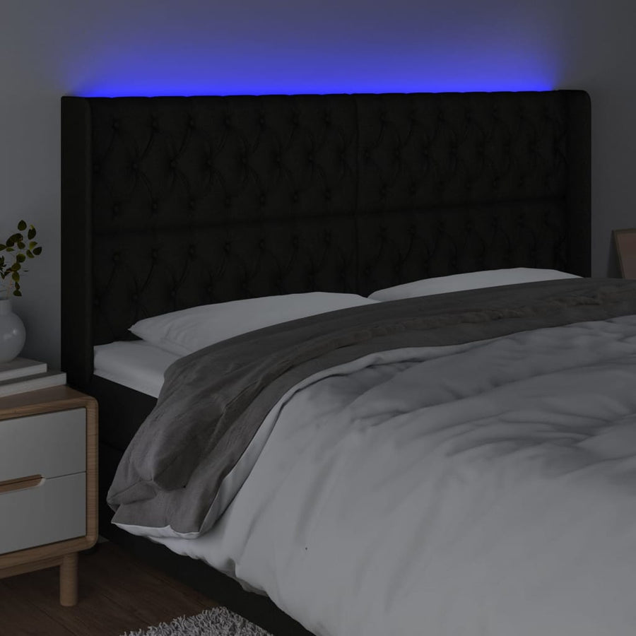 Hoofdbord Led Stof 183 x 16 x 118/128 cm Zwart