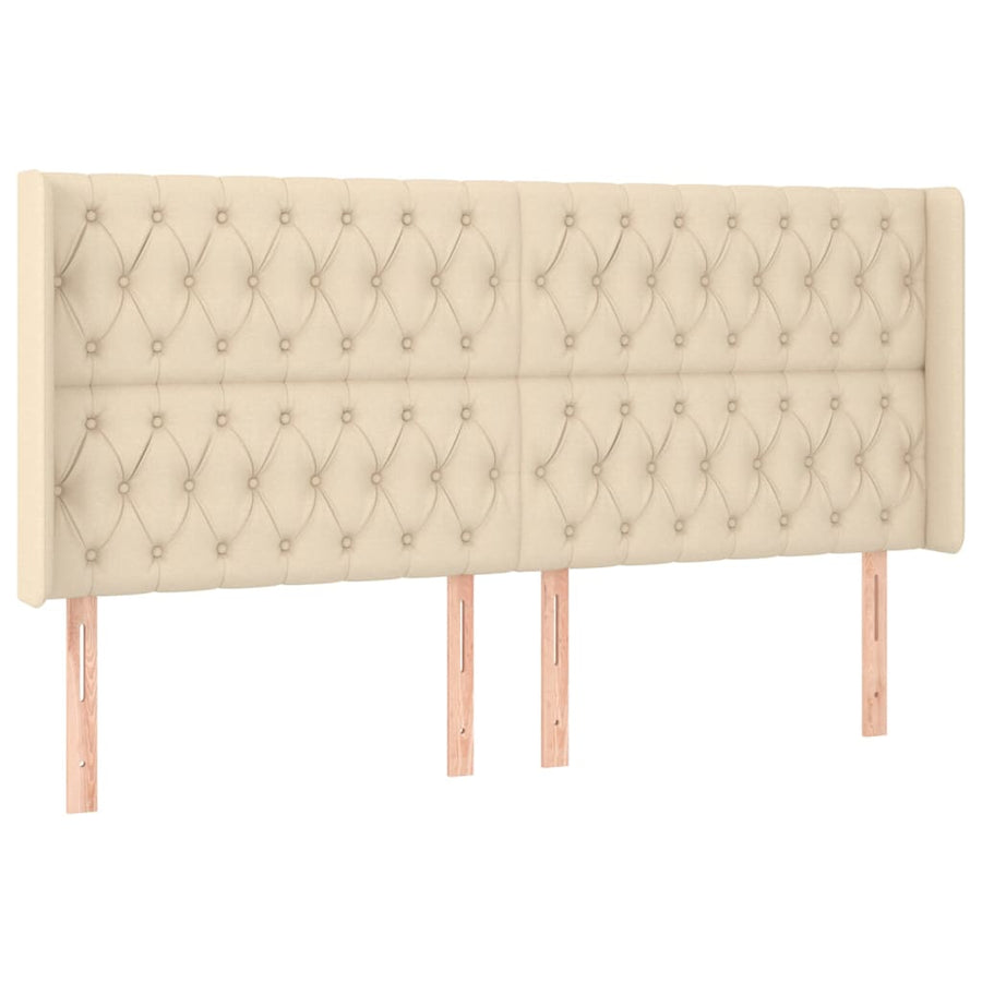 Hoofdbord Led Stof Kleurig 183 x 16 x 118/128 cm Crème