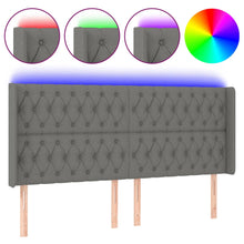 Hoofdbord Led Stof 203 x 16 x 118/128 cm Donkergrijs