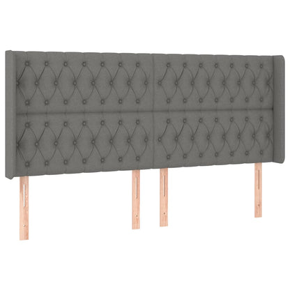 Hoofdbord Led Stof 203 x 16 x 118/128 cm Donkergrijs