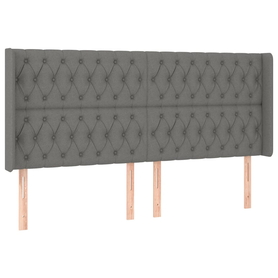 Hoofdbord Led Stof 203 x 16 x 118/128 cm Donkergrijs