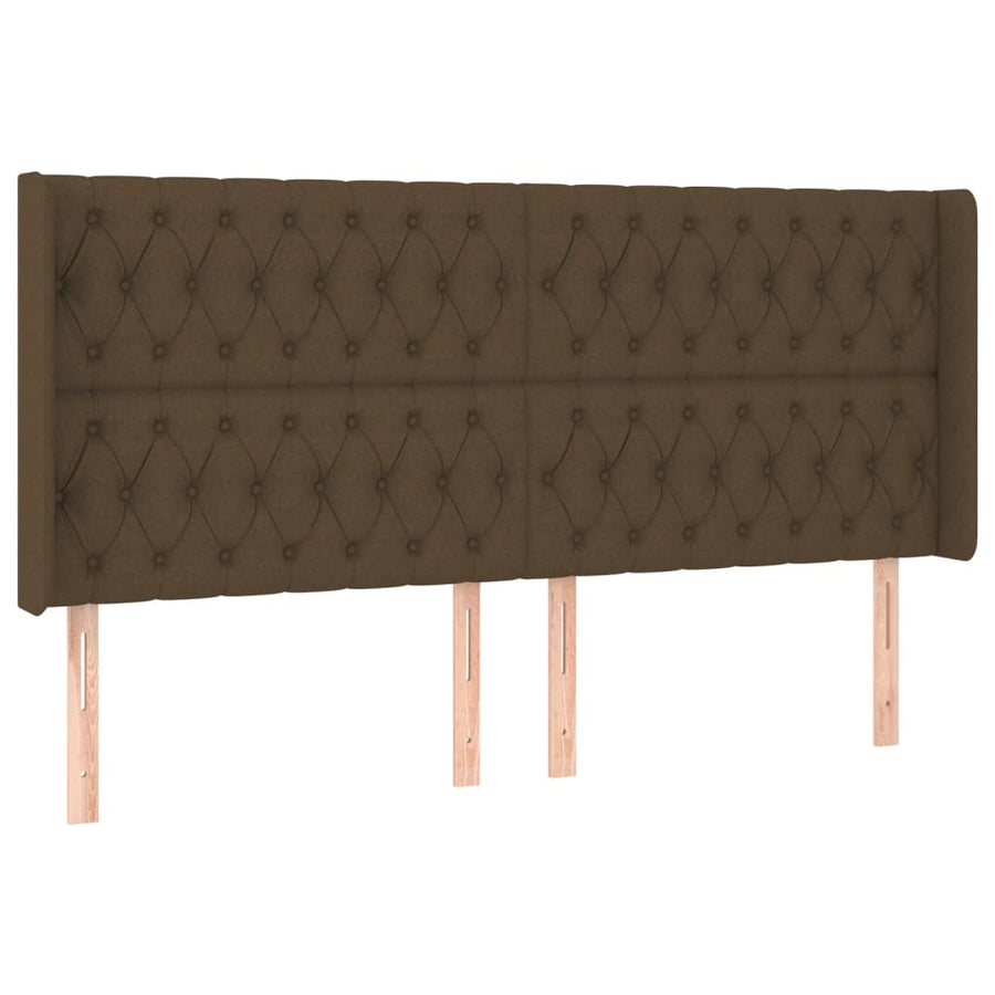Hoofdbord Led Stof 203 x 16 x 118/128 cm Donkerbruin