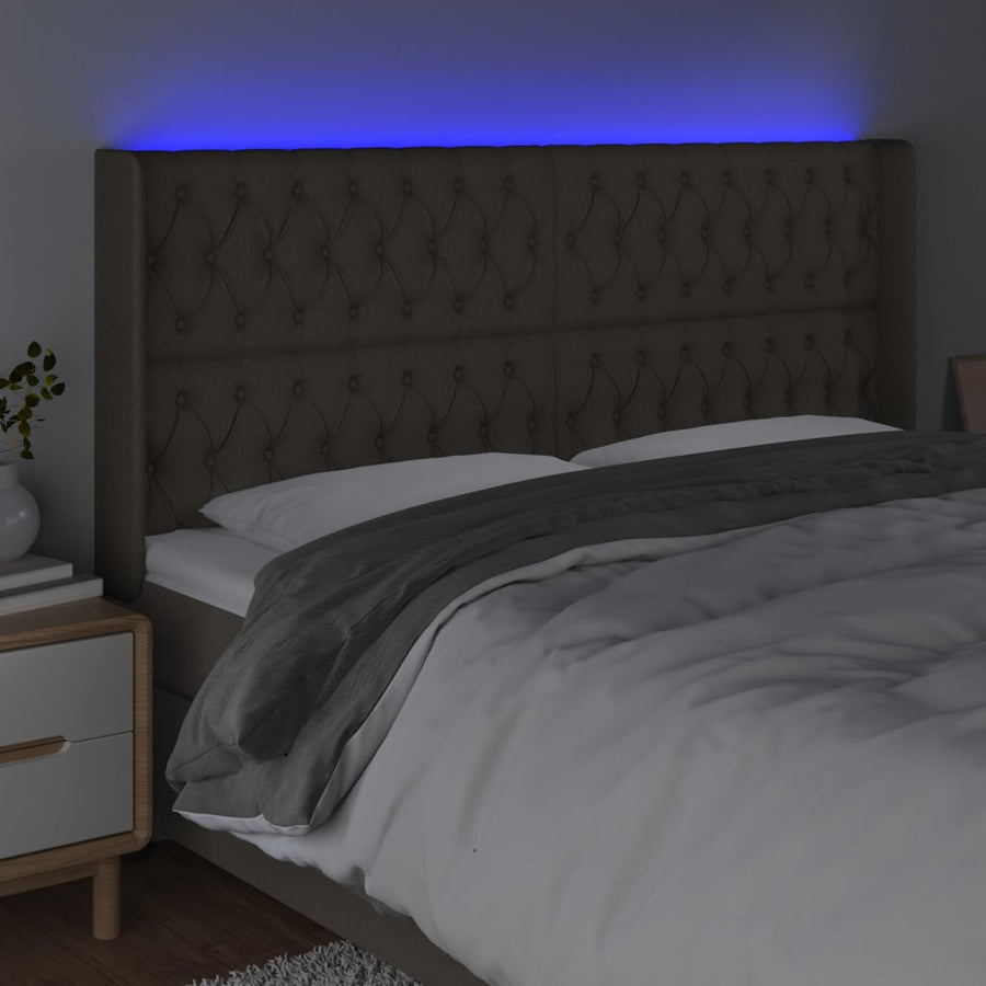 Hoofdbord Led Stof 203 x 16 x 118/128 cm Taupe
