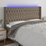 Hoofdbord 203x16x118/128 cm stof taupe LED