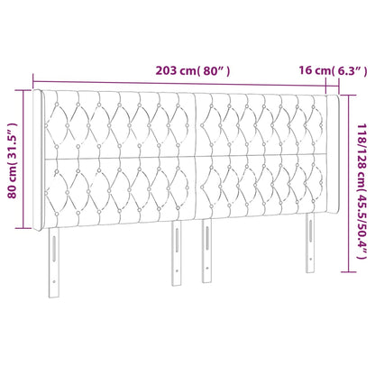 Hoofdbord Led Stof Kleurig 203 x 16 x 118/128 cm Crème