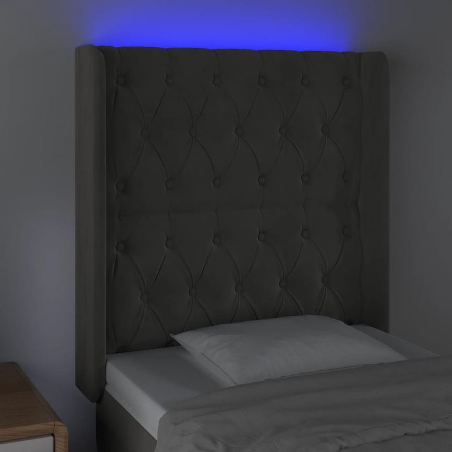 Hoofdbord Led Fluweel 83 x 16 x 118/128 cm Donkergrijs