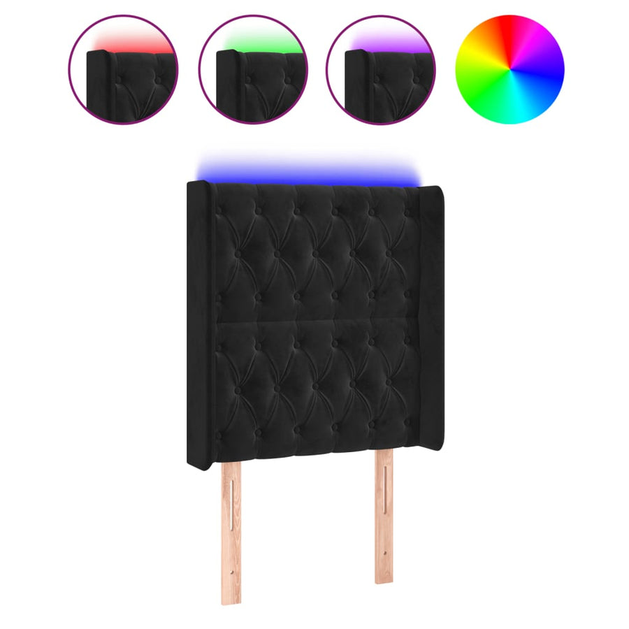 Hoofdbord Led Fluweel 83 x 16 x 118/128 cm Zwart