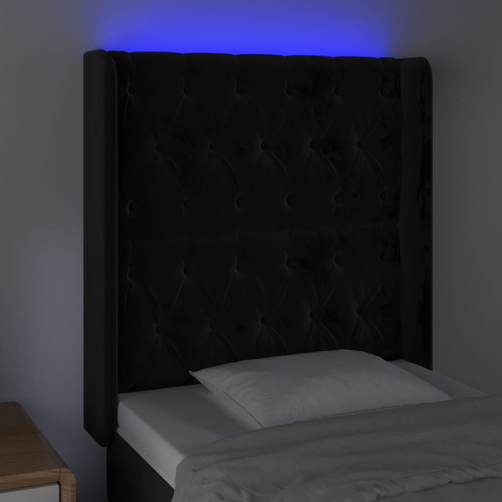 Hoofdbord Led Fluweel 83 x 16 x 118/128 cm Zwart