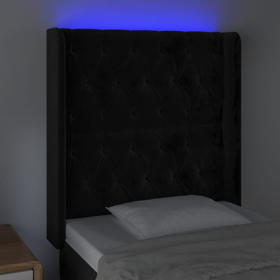 Hoofdbord Led Fluweel 83 x 16 x 118/128 cm Zwart