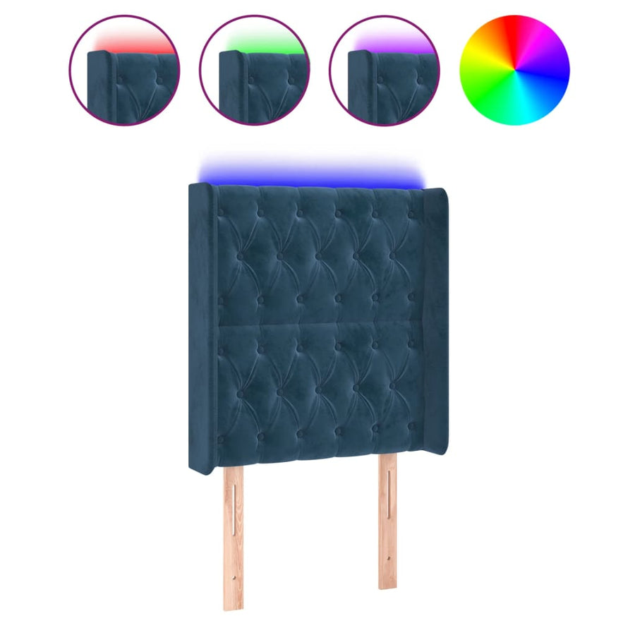 Hoofdbord Led Fluweel 83 x 16 x 118/128 cm