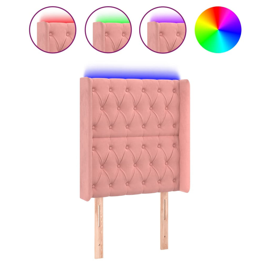 Hoofdbord Led Fluweel 83 x 16 x 118/128 cm Roze