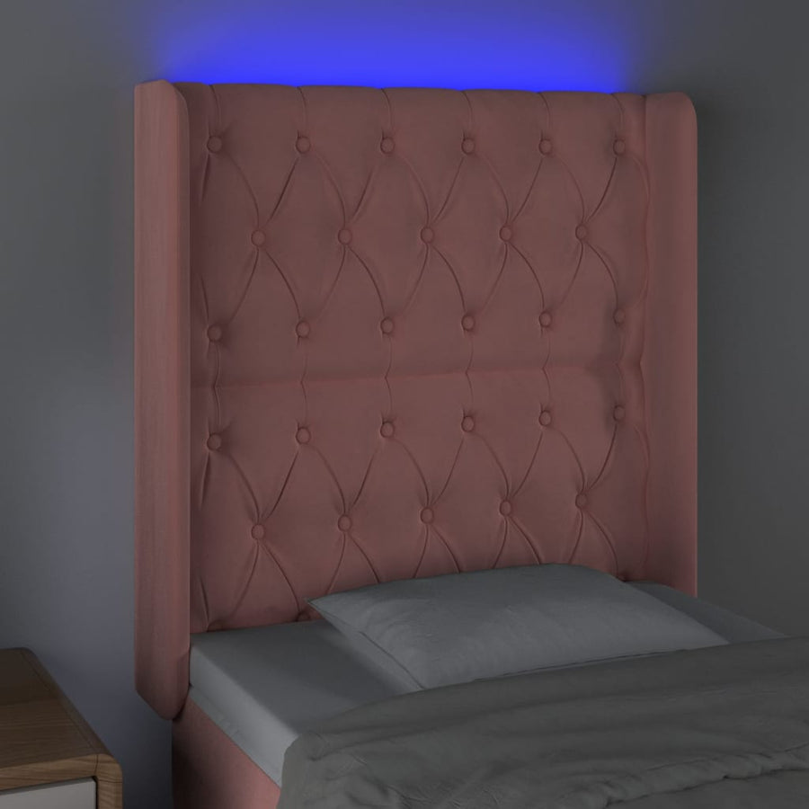 Hoofdbord Led Fluweel 83 x 16 x 118/128 cm Roze
