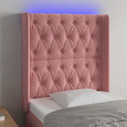 Hoofdbord Led Fluweel 83 x 16 x 118/128 cm Roze