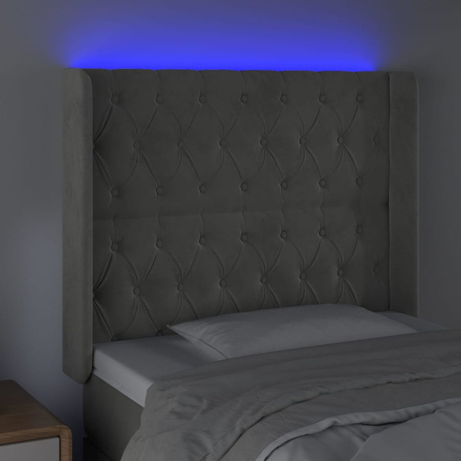 Hoofdbord Led Fluweel 93 x 16 x 118/128 cm Lichtgrijs