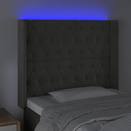 Hoofdbord Led Fluweel 93 x 16 x 118/128 cm Donkergrijs