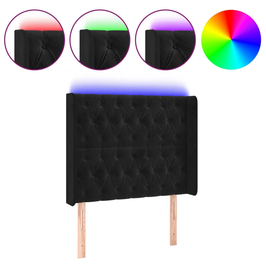 Hoofdbord Led 93X16X118/128 Cm Fluweel Zwart 93 x 16 x 118/128 cm