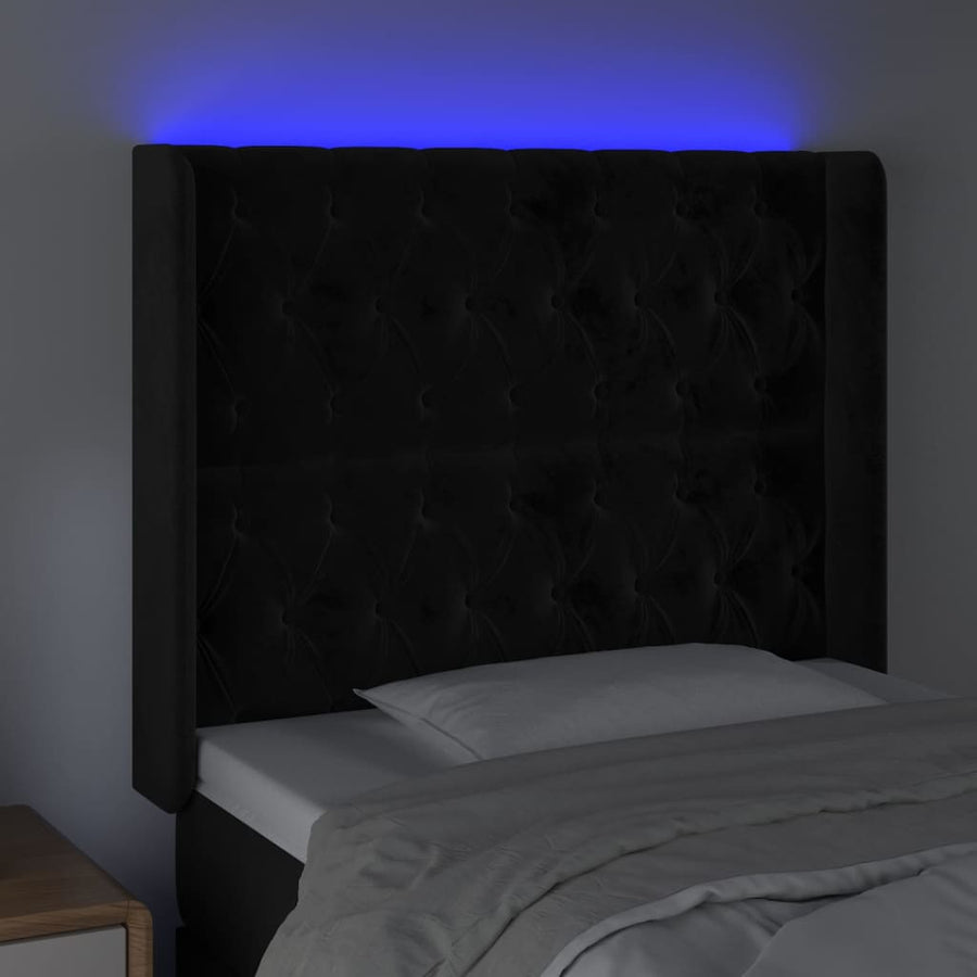 Hoofdbord Led 93X16X118/128 Cm Fluweel Zwart 93 x 16 x 118/128 cm