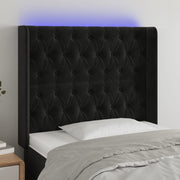 Hoofdbord 93x16x118/128 cm fluweel zwart LED
