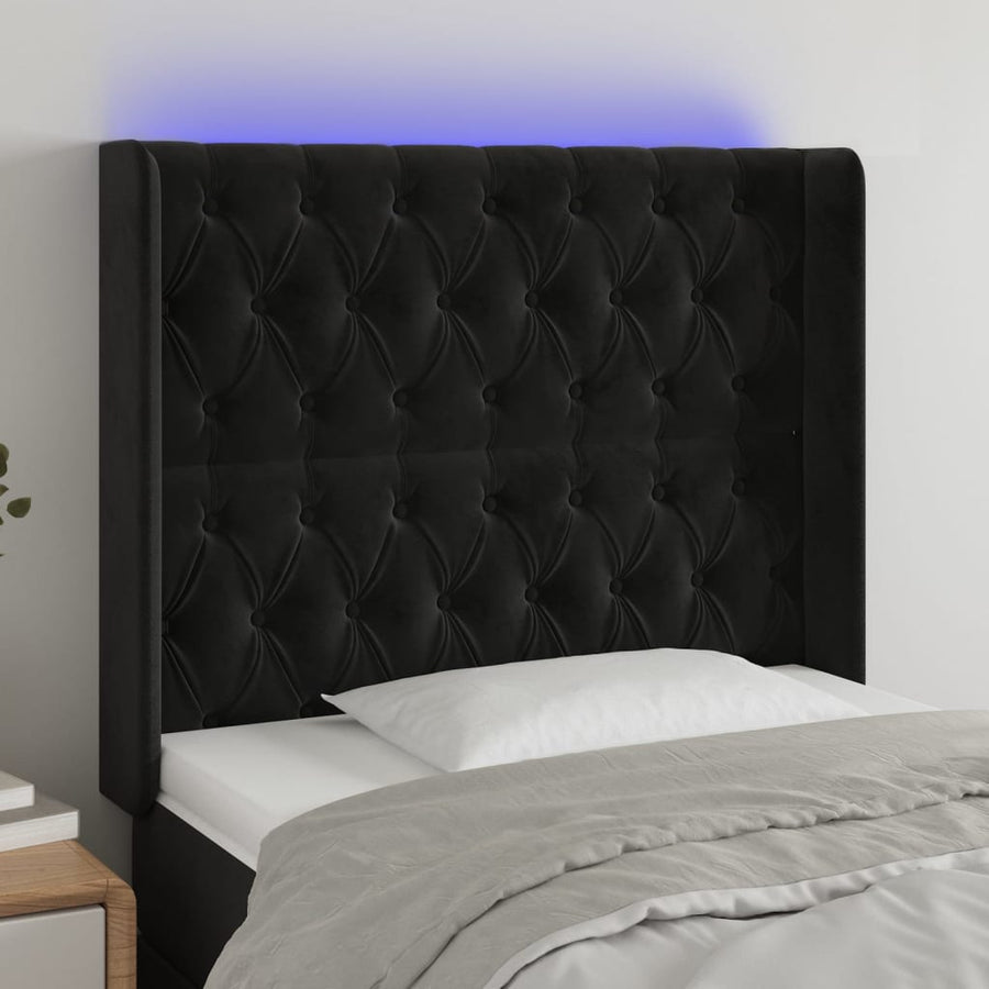 Hoofdbord Led 93X16X118/128 Cm Fluweel Zwart 93 x 16 x 118/128 cm