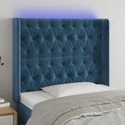 Hoofdbord led fluweel 93x16x118/128 cm blauw