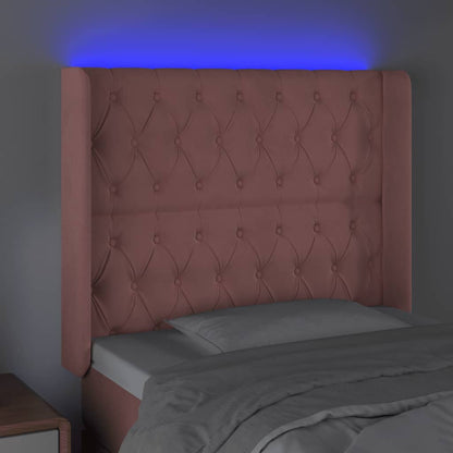 Hoofdbord Led Fluweel 1 93 x 16 x 118/128 cm Roze