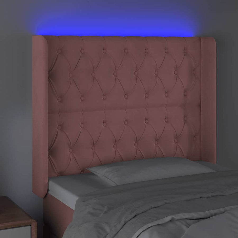Hoofdbord Led Fluweel 1 93 x 16 x 118/128 cm Roze