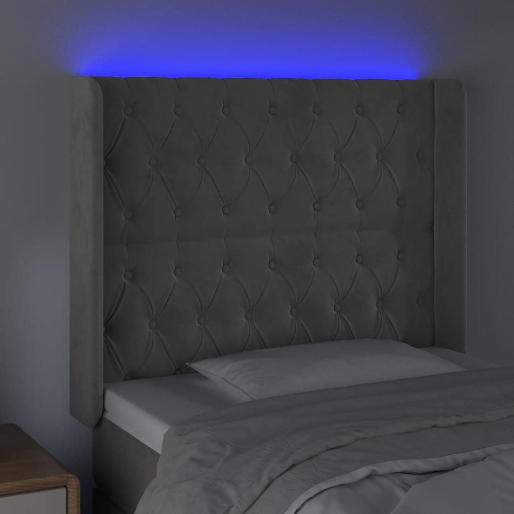 Hoofdbord Led Fluweel 103 x 16 x 118/128 cm Lichtgrijs