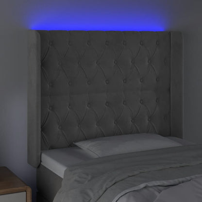 Hoofdbord Led Fluweel 103 x 16 x 118/128 cm Lichtgrijs