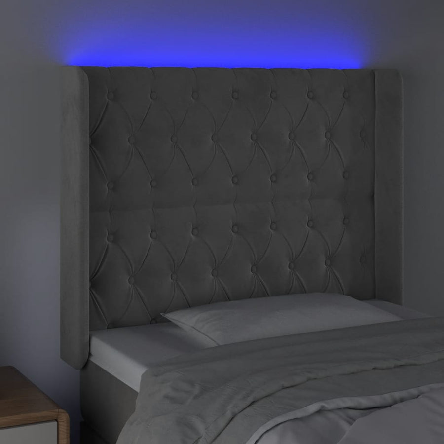 Hoofdbord Led Fluweel 103 x 16 x 118/128 cm Lichtgrijs
