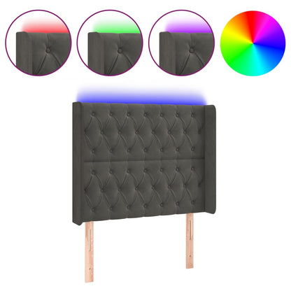 Hoofdbord Led Fluweel 103 x 16 x 118/128 cm Donkergrijs