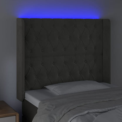 Hoofdbord Led Fluweel 103 x 16 x 118/128 cm Donkergrijs